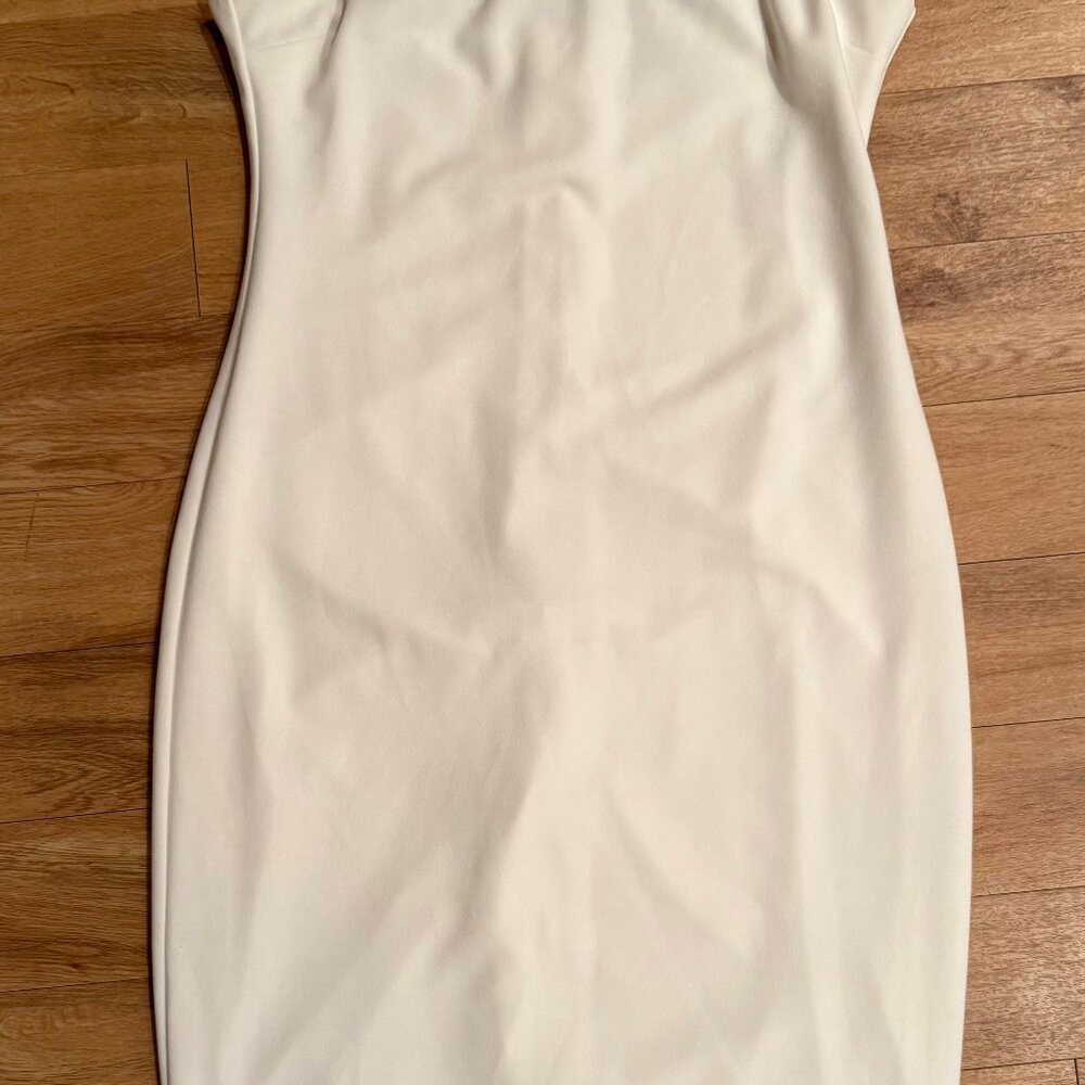 Premier Amour white dress with attractive multiple straps around the neckline